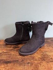 Ladies Size 6 / 39 Black Suede Boots - Landrover - Fur Lined - Lace Up Back