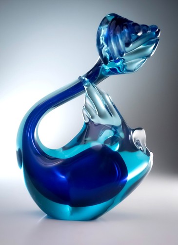 Hand blown glass fish blue - blown,