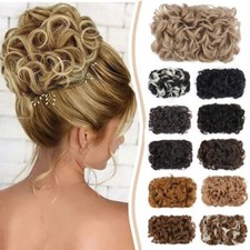 Women Messy Bun Scrunchie Hair Piece False Cover Hair Extension Curly Thick UK