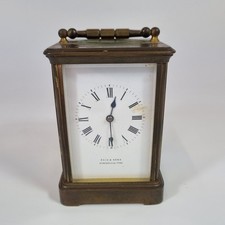 Antique 19thC Brass Carriage Clock Reid & Sons Newcastle Striking On A Gong