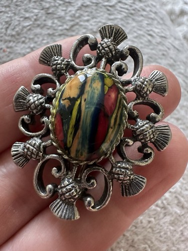 Vintage silver tone thistle - silver,