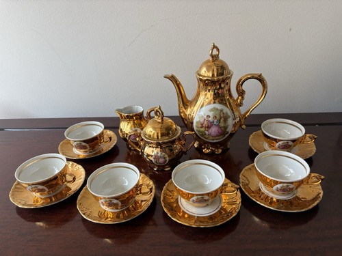Vintage gold porcelain tea - tea, set