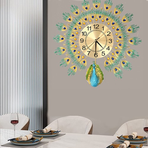 Metal wall clock peacock - wall,