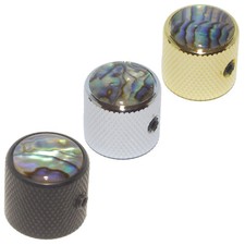 Guitar control knob Abalone inlay in Chrome Black or Gold for Tone or Volume