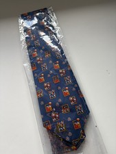 Luxury Blue Silk Tie With Red