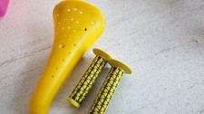 Old School Bmx Original 80's Ame Grips And Yellow Saddle