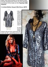 Rare kate moss topshop 20s gatsby flapper sequin bead party evening dress 10