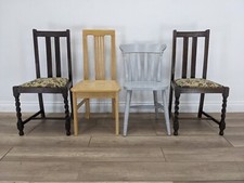 DINING CHAIRS Set Of 4 Mismatched Oak Side Chairs Pub Cafe Kitchen FREE DELIVERY