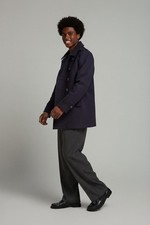 Superdry Limited Navy Pea Coat Double Breasted Wool Blend Winter Jacket