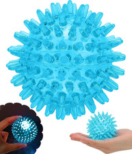 Blue Rubber Flashing Spiky Ball, Bouncy, Squishy, and Illuminated Sensory Toy,