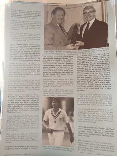 Sk319 ephmera 1991 cricket - sk319,