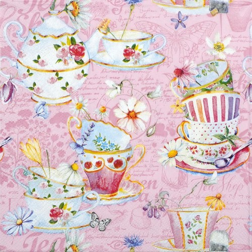 Vintage teacup napkins - vintage, floral