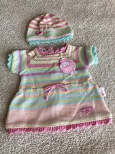 ? STUNNING ZAPF BABY ANNABELL ? DOLLS KNITTED DRESS & HAT OUTFIT  ~ CLOTHES