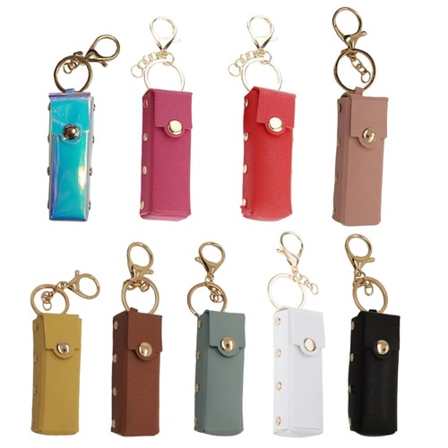 Leather lipstick bag - leather, keychain