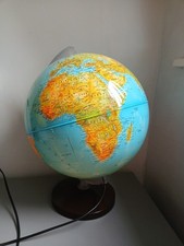 1980s  Globe Vintage Desktop  Light Up Globe Mounted 36 Cms Diameter 