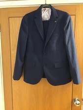 TED BAKER MENS SUIT SIZE 38s BLUE CHECK SLIM & PROPER SUIT NO TIMEWASTERS PLEASE