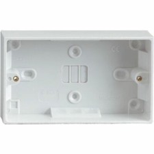 Double Twin 25mm White Wall Pattress Back Box 13 Amp,2 Gang Electric Socket