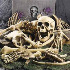 28PCS Bag of Bones Human Skull Skeleton Halloween Scary Pirate Party Decoration