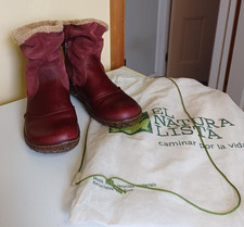 El Naturalista fleecy lined ankle boots burgandy suede and leather size 39.5