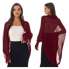 UK Women Chiffon Cardigan Shrug Light Weight Beach Cover Up Arm Sleeve Top Party