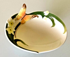 GRAFF PORCELAIN FLORAL BUTTERFLY DISH ON STAND EXCELLENT CONDITION FREE UK POST