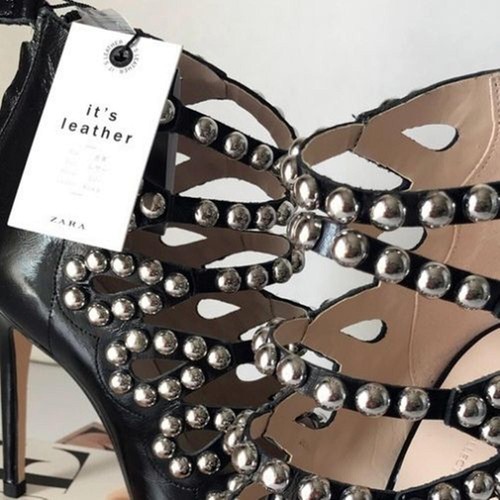 Zara black leather studded - zara,