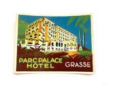 Vintage Travel Luggage Label for "Parc Palace Hotel" Grasse, France   *