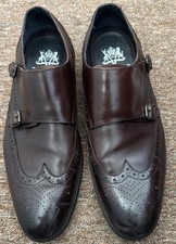 John White Men's Double Monk Strap Shoes UK 10 Brown Leather Used