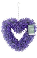 Artificial Lavender Heart Garden Door Decoration Wreath L44 x W48cm Uv Protected