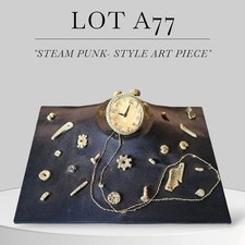 Lot A-77. Steampunk Mixed Media Clock Sculpture outsider art unusual Artwork