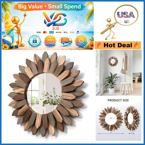Sunburst boho wall mirror - wall,