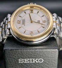 Seiko 18ct Solid Gold Bezel Men's Watch. Auto Relay  Wristwatch. Rare 7M12-6A40.