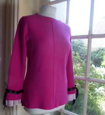 C. VALENTYNE Italy Long Sleeved Pink Felted Top  - Pleated Cuffs - M