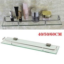 Bathroom Glass Floating Shelf Rack Wall Mounted Storage Caddy Shampoo Holder