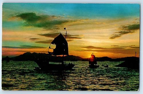 Hong kong postcard sunset - sunset, and