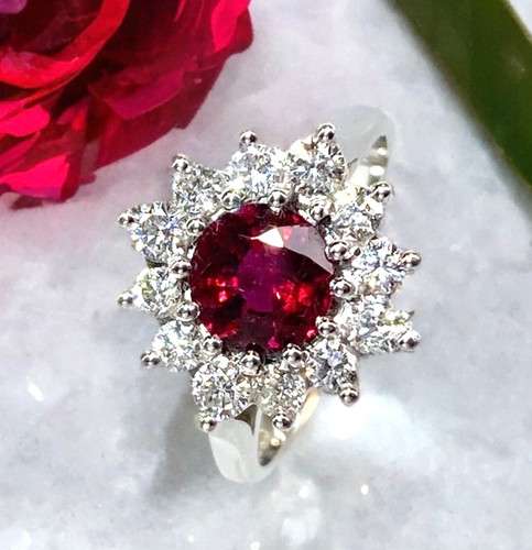 Ruby and diamond ring - diamond,