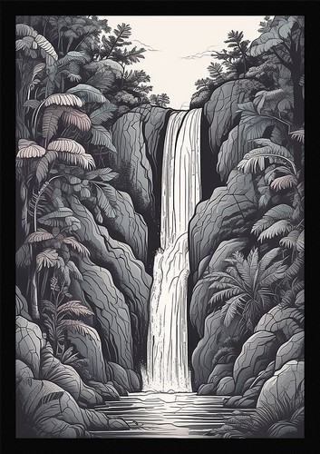 Waterfall beautiful framed - beautiful,