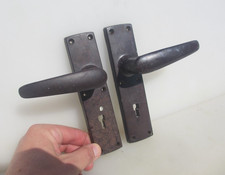 Vintage Bakelite Lever Door Handles Art Deco Plates Antique Old 1930s
