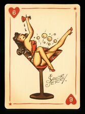 1 x modern playing card Sailor Jerry Tattoo woman in glass - 6 of Hearts R088
