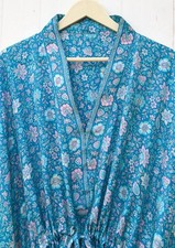 Pure Silk Kaftan Blue Long