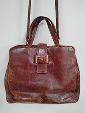 Vintage Leather "The Bridge" Brown Hand /Shoulder Bag Check Lining - HB15