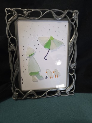 Sea glass art signed - art,
