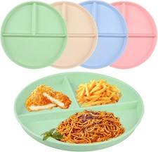 4 Pcs Divided Dinner Plates Sets, 8.6 Inch Portion Control, Light Color 