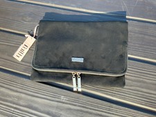 BNWT Faith Foldover Faux Suede Clutch Bag in Black