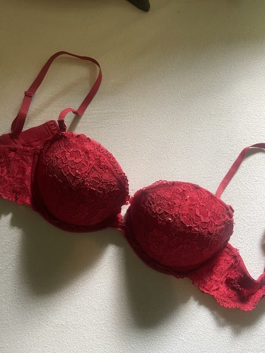 Lace push bra red - h&m, bra,