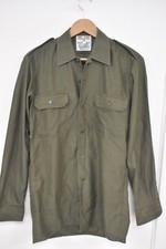 Vintage German Army Olive Moleskin Shirt Military Surplus 38" Chest