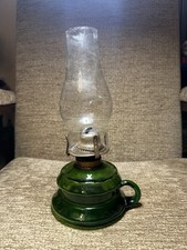 Lovely green GLASS VINTAGE FINGER OIL LAMP