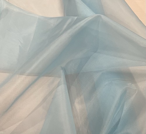 Blue 100 silk organza fabric - blue,
