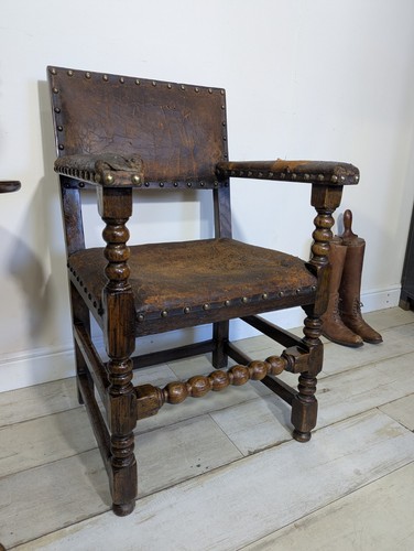 Cromwellian revival carved oak - carved,