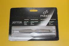 Vintage Sealed On Card Boxed  Brushed Steel Parker Jotter Ballpoint Pen.